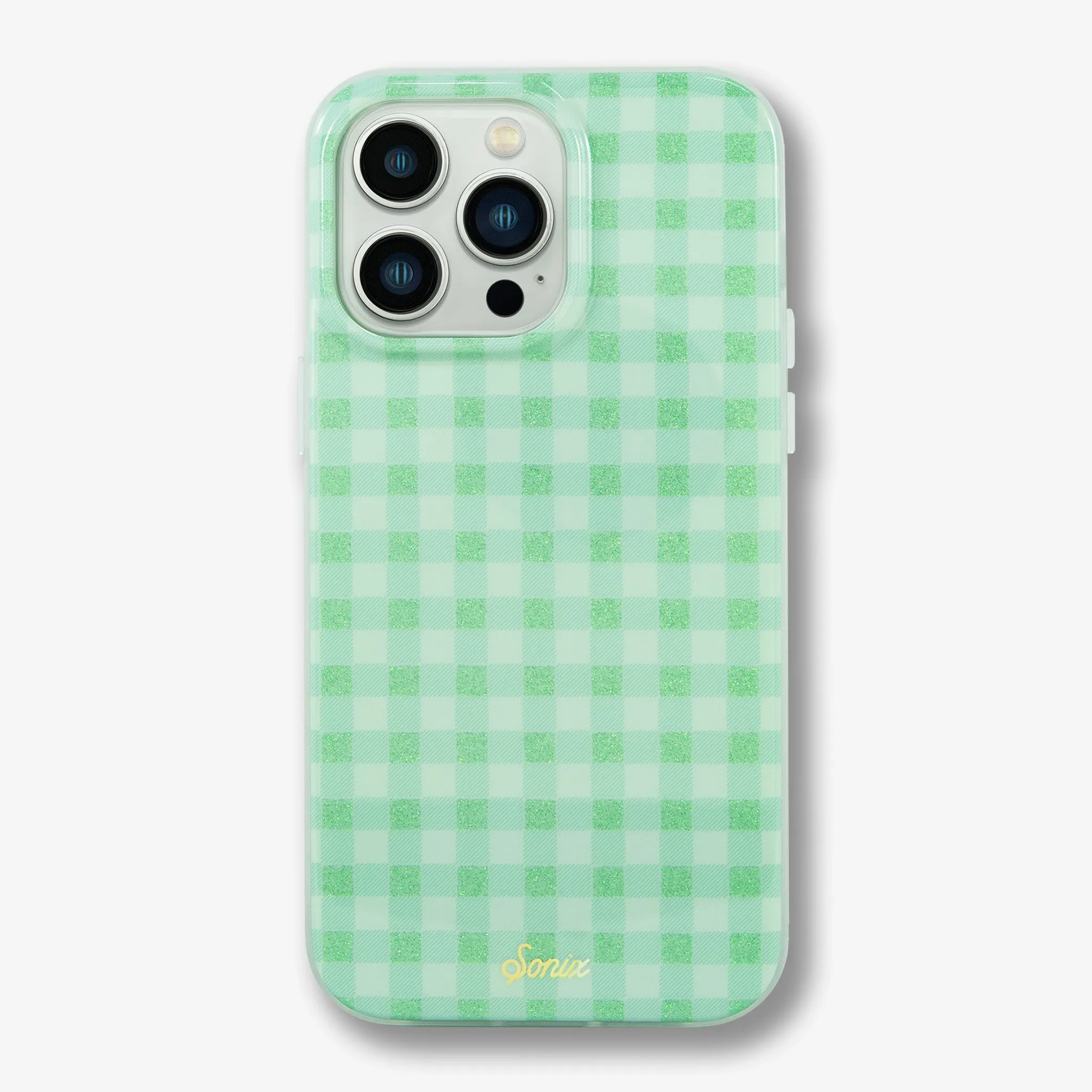 Minty Gingham MagSafe® Compatible iPhone Case