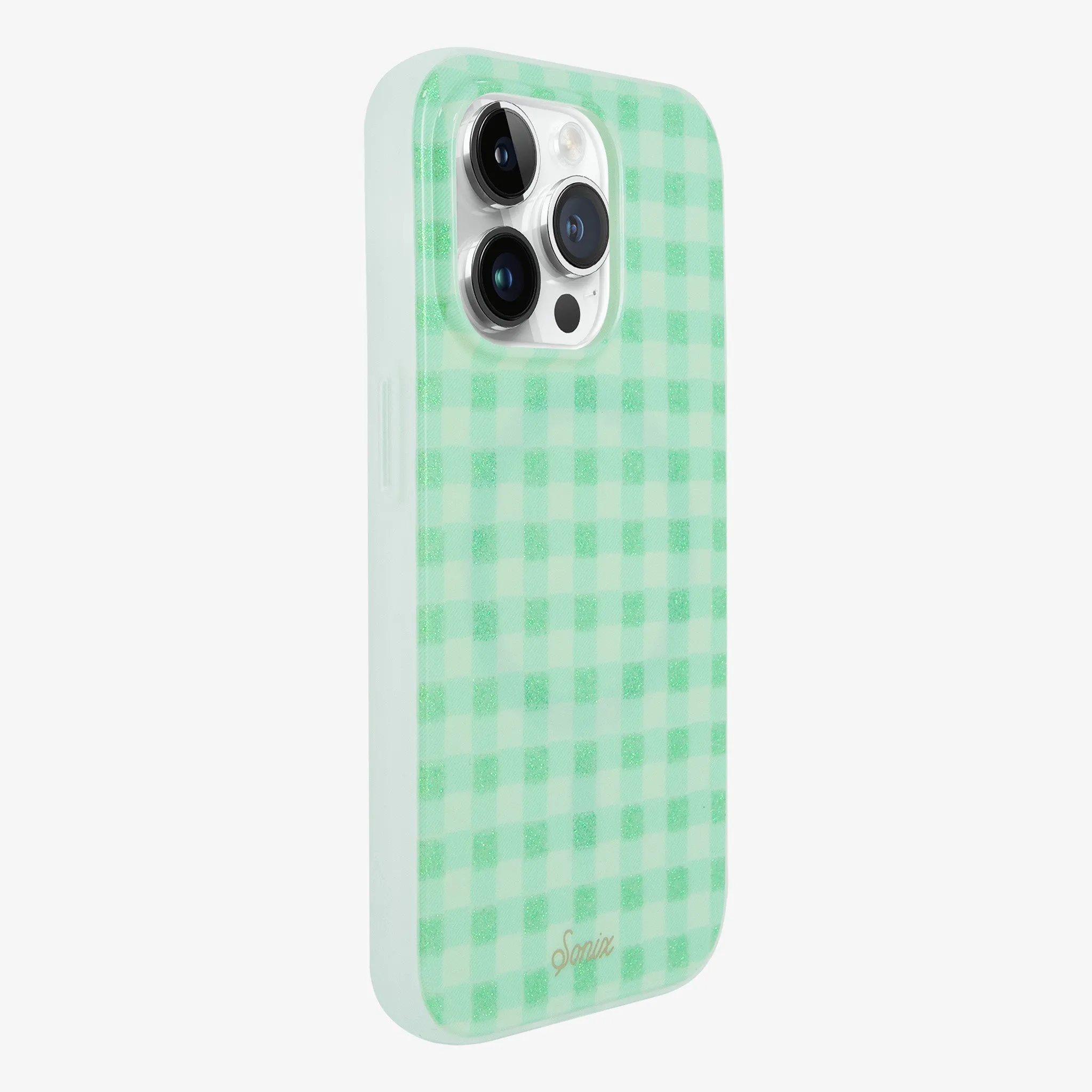 Minty Gingham MagSafe® Compatible iPhone Case
