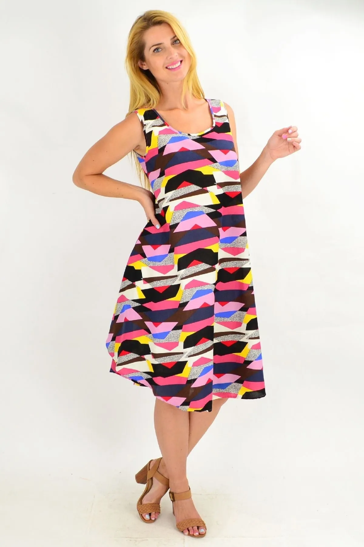 Modern Art Linen Cotton Tunic Dress