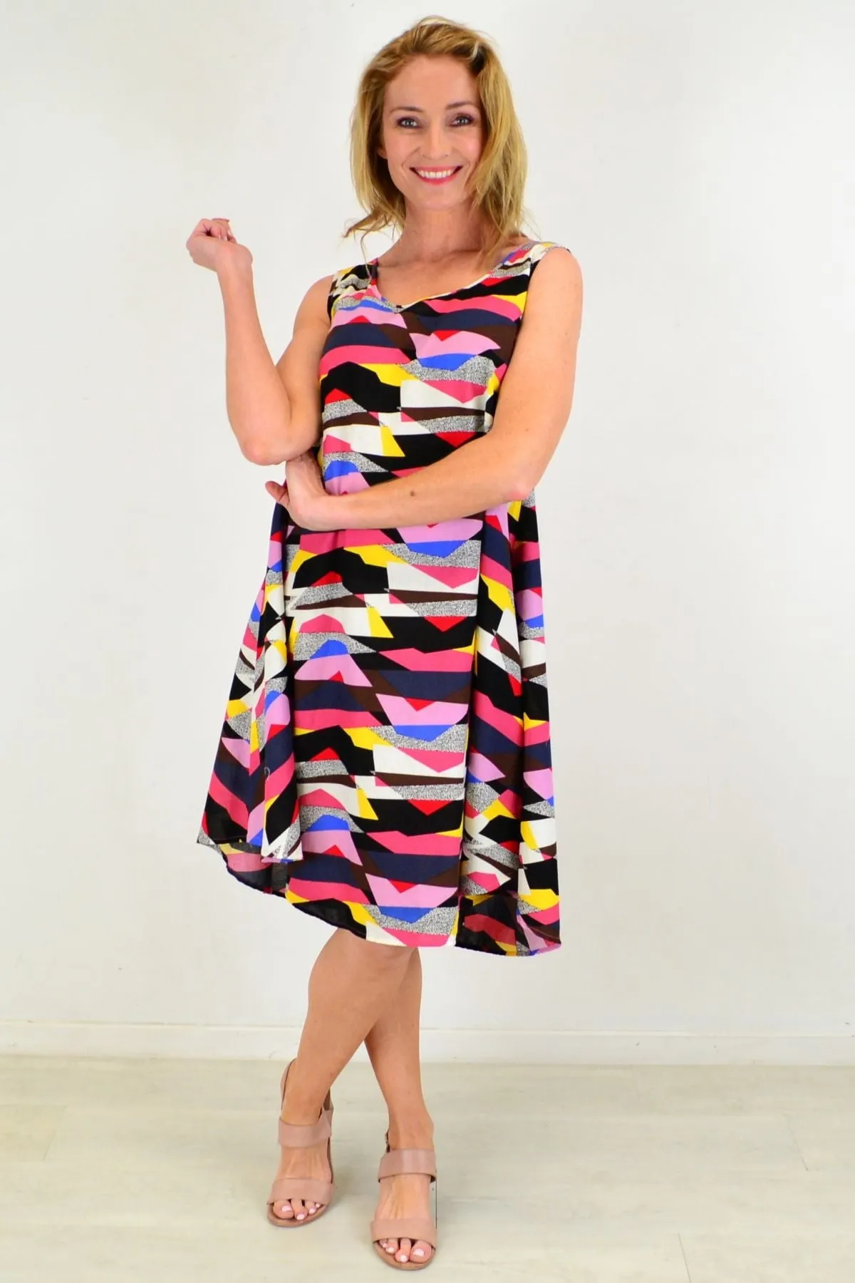Modern Art Linen Cotton Tunic Dress