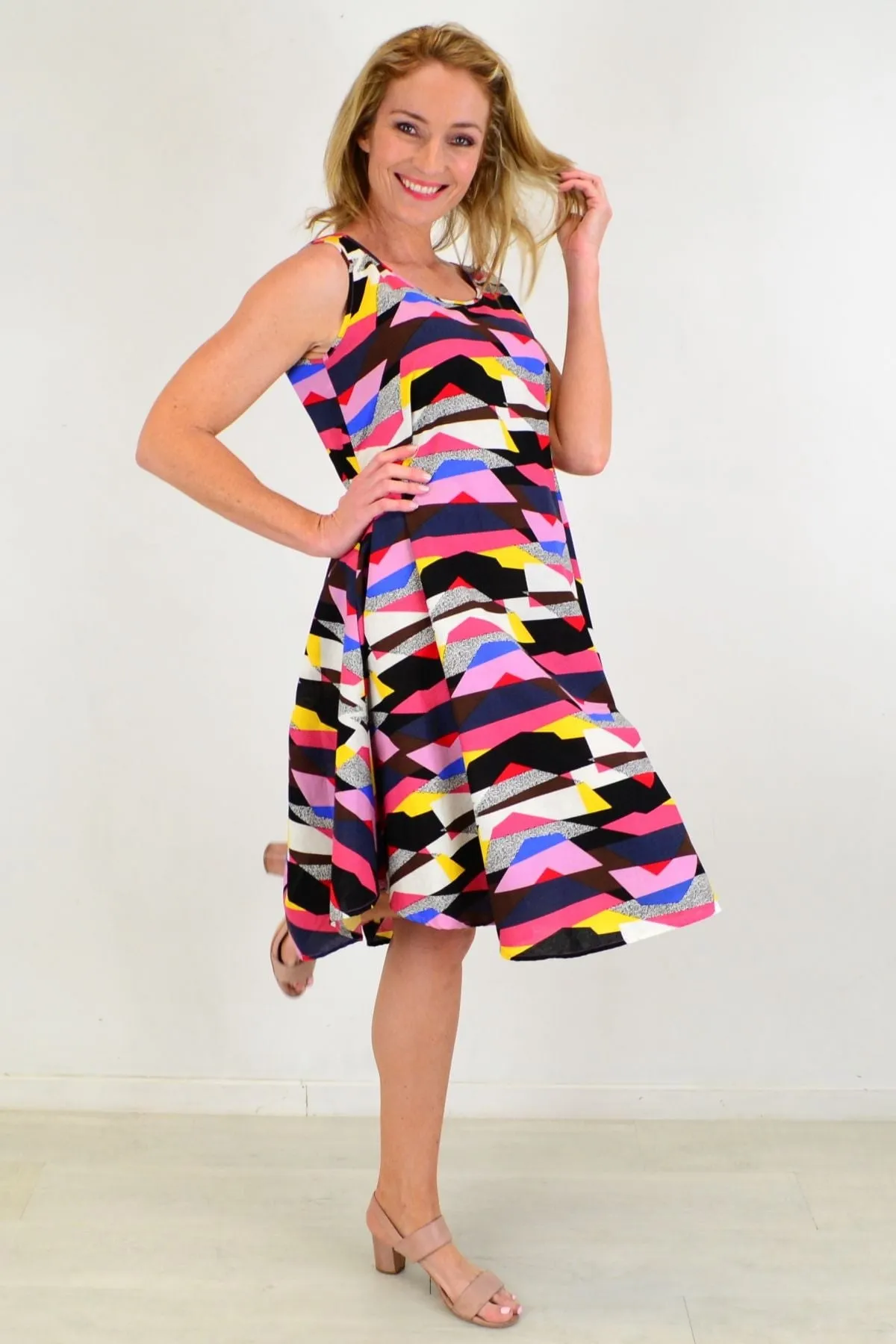 Modern Art Linen Cotton Tunic Dress