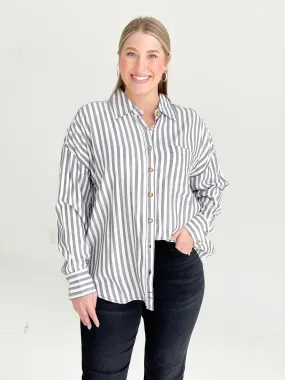 Muriel Striped Blouse - Charcoal