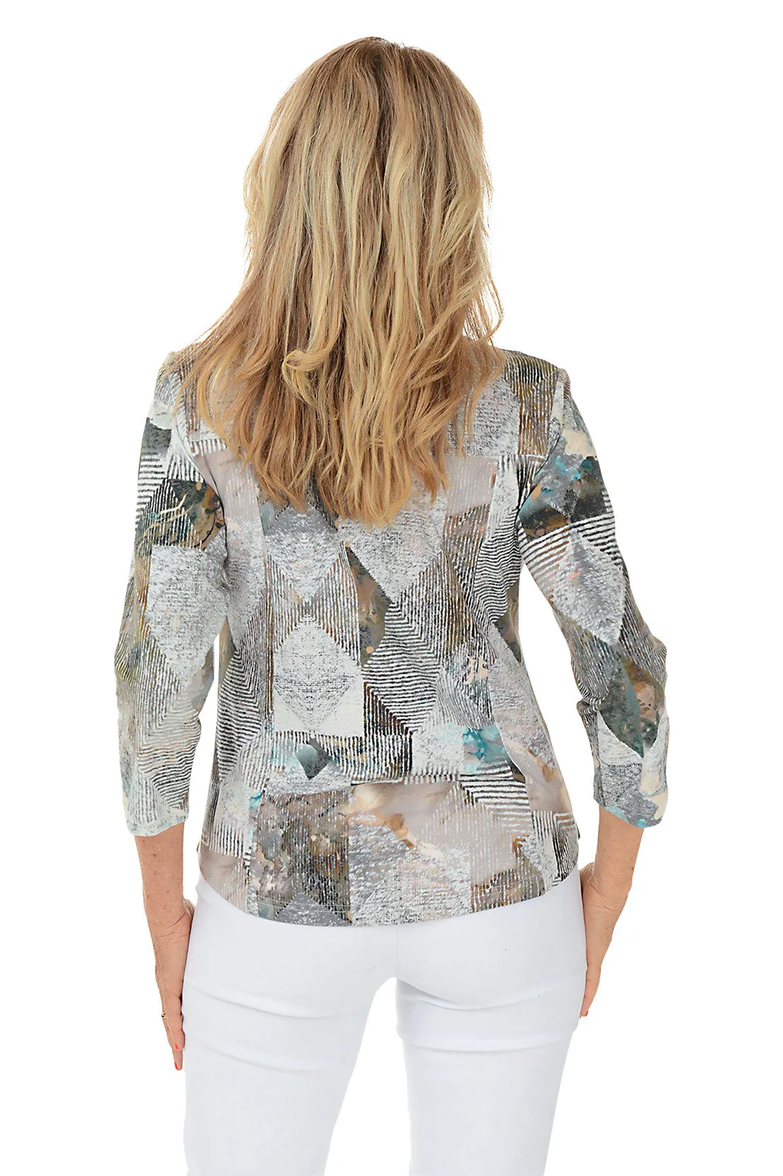 Neelie Offset Button Front Pocket Top