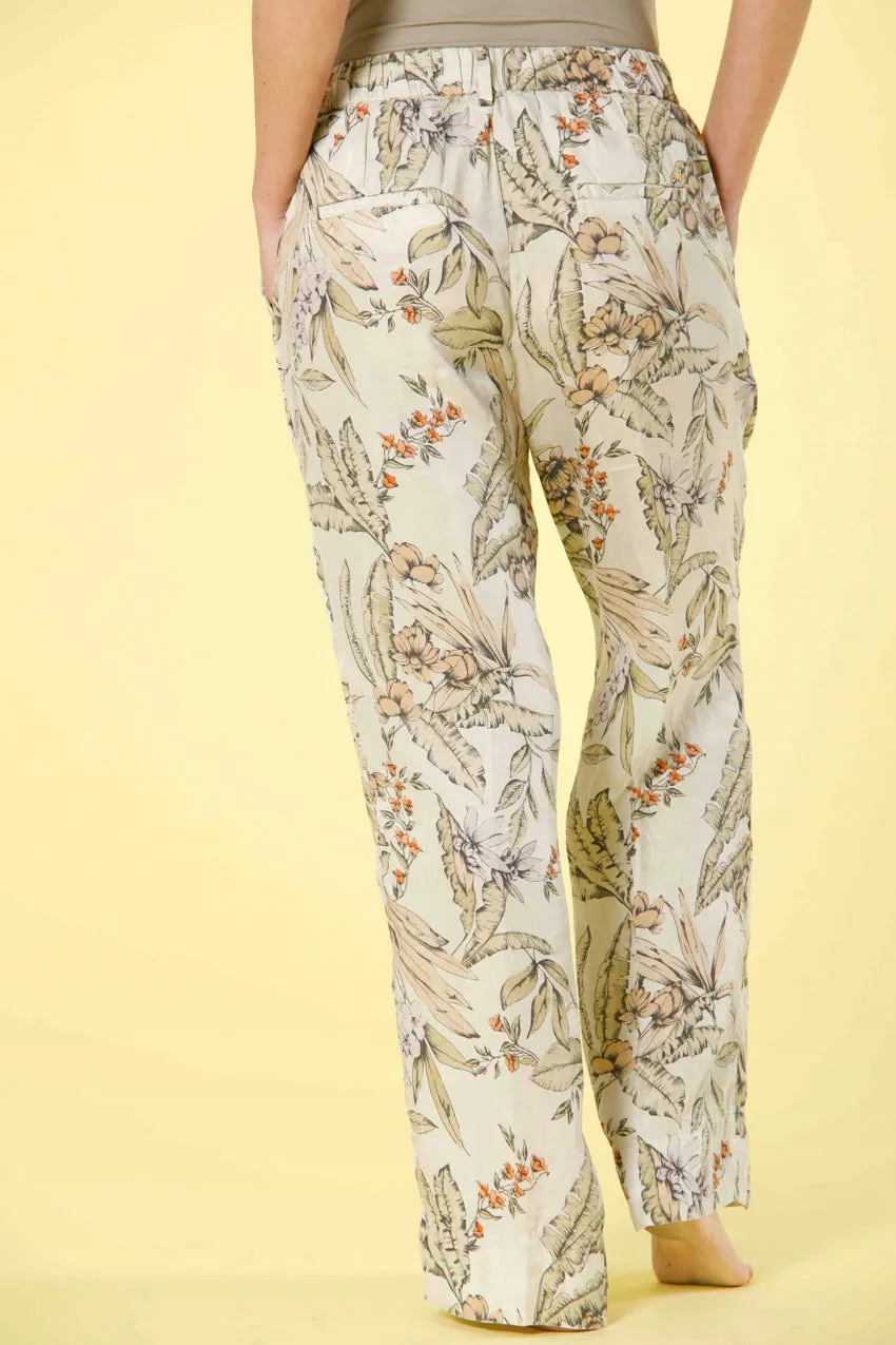 New York Cozy Straight women's chino jogger pants in tencel with flower print straight
