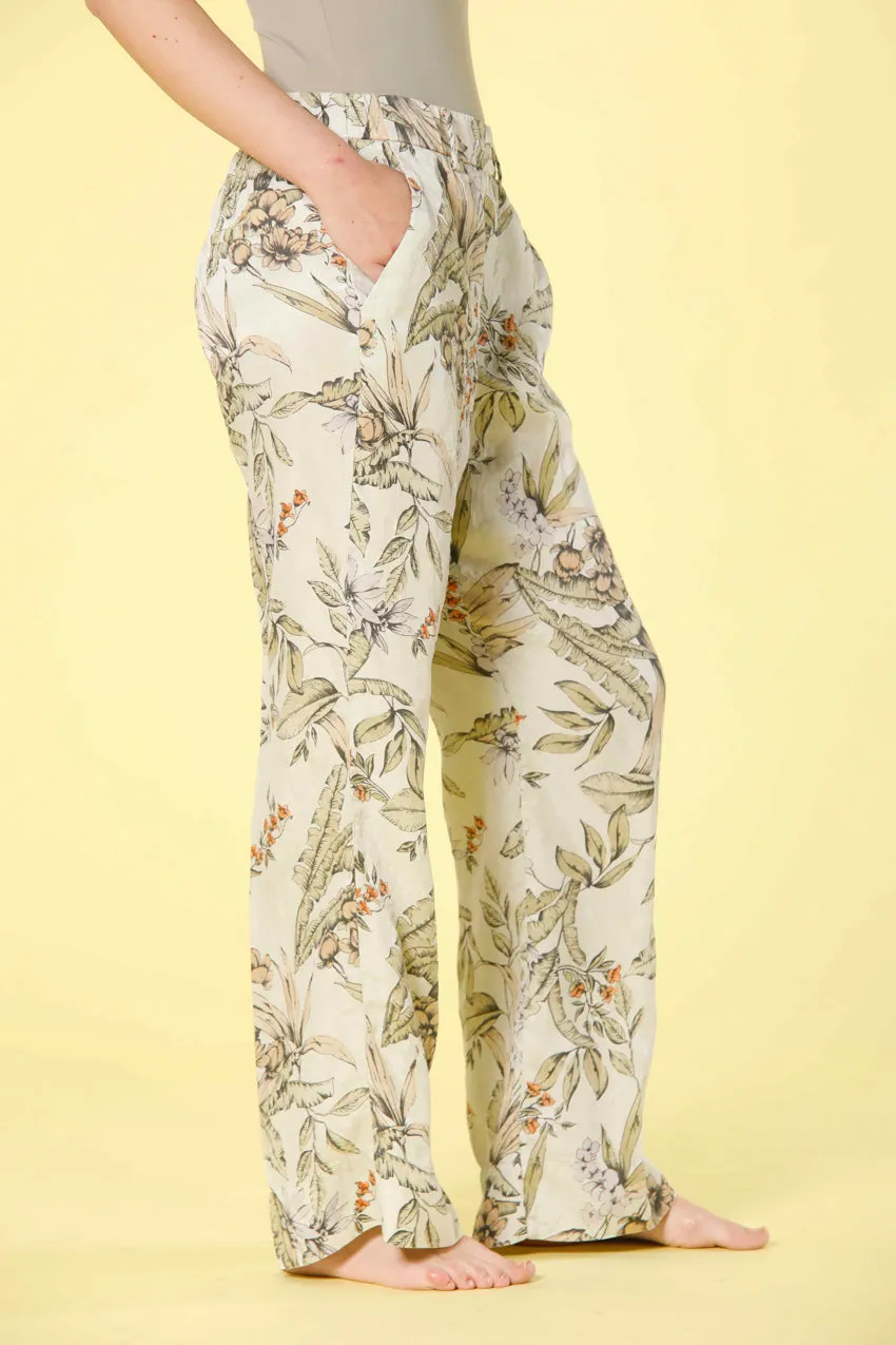 New York Cozy Straight women's chino jogger pants in tencel with flower print straight