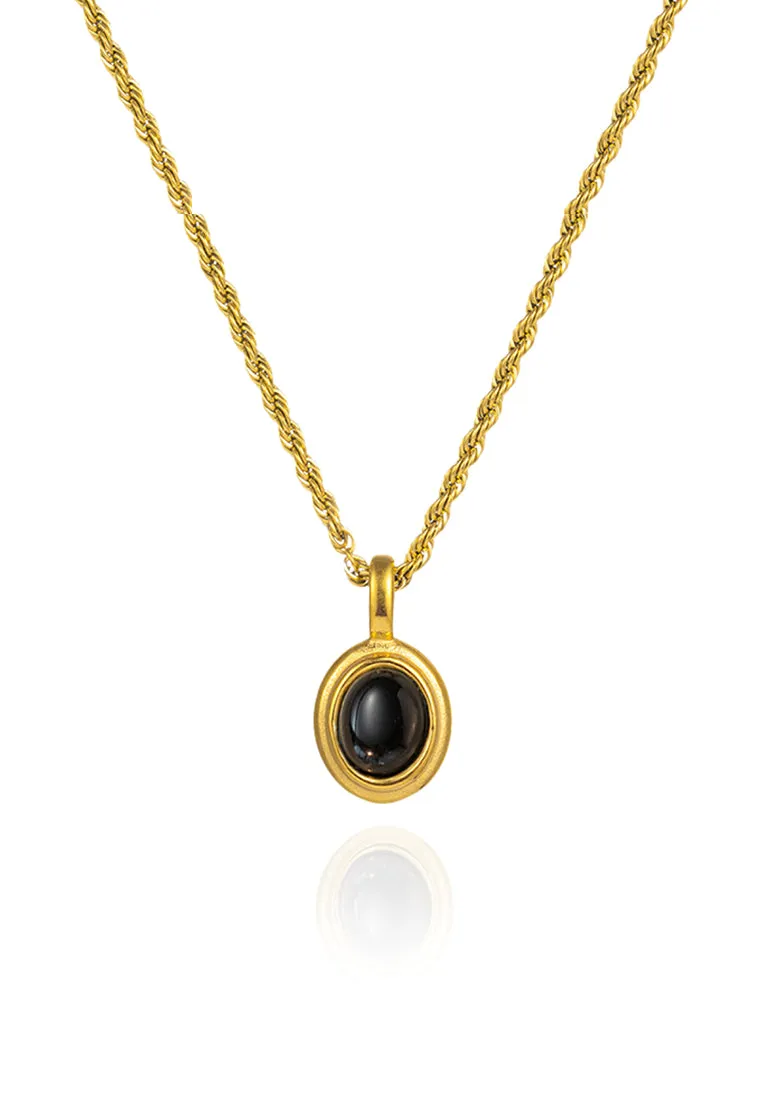 Odessa Oval Stone Necklace in Gold