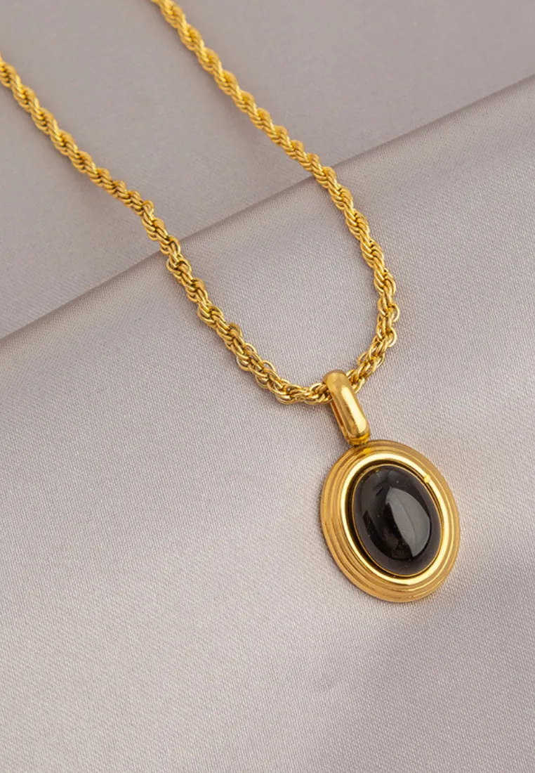Odessa Oval Stone Necklace in Gold
