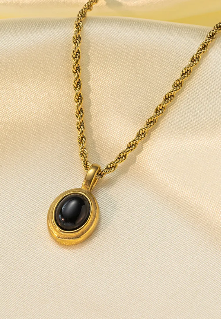 Odessa Oval Stone Necklace in Gold