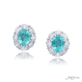 Oval Paraiba & Diamond Halo Earrings