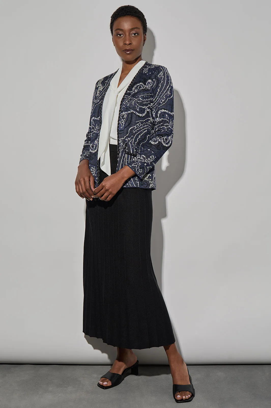 Paisley Knit Braided Chain Trim Jacket