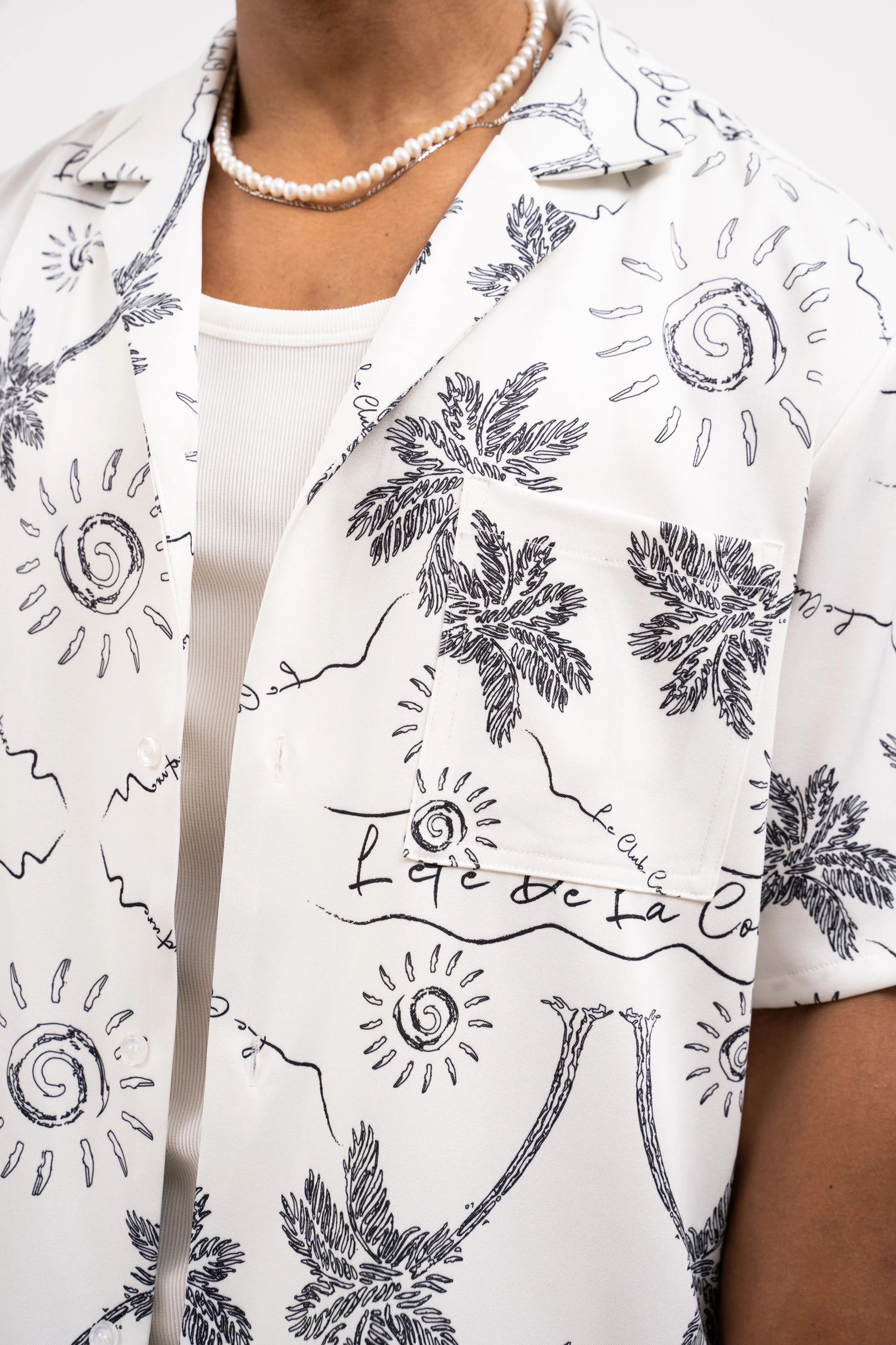 PALM PRINT SHIRT - WHITE