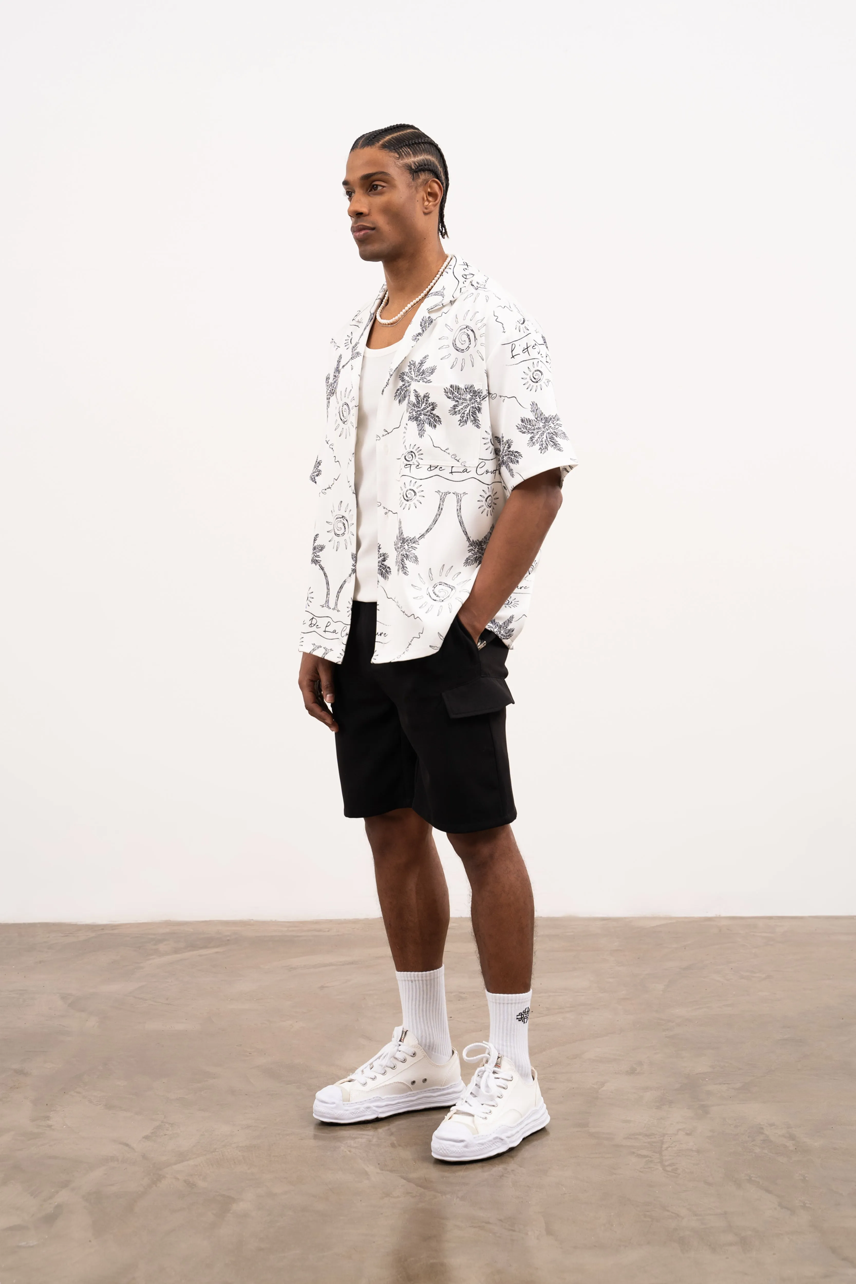 PALM PRINT SHIRT - WHITE