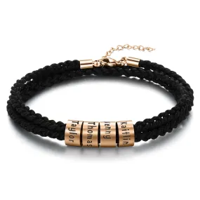 Personalized 4 Names Braided Rope Bracelet For Men