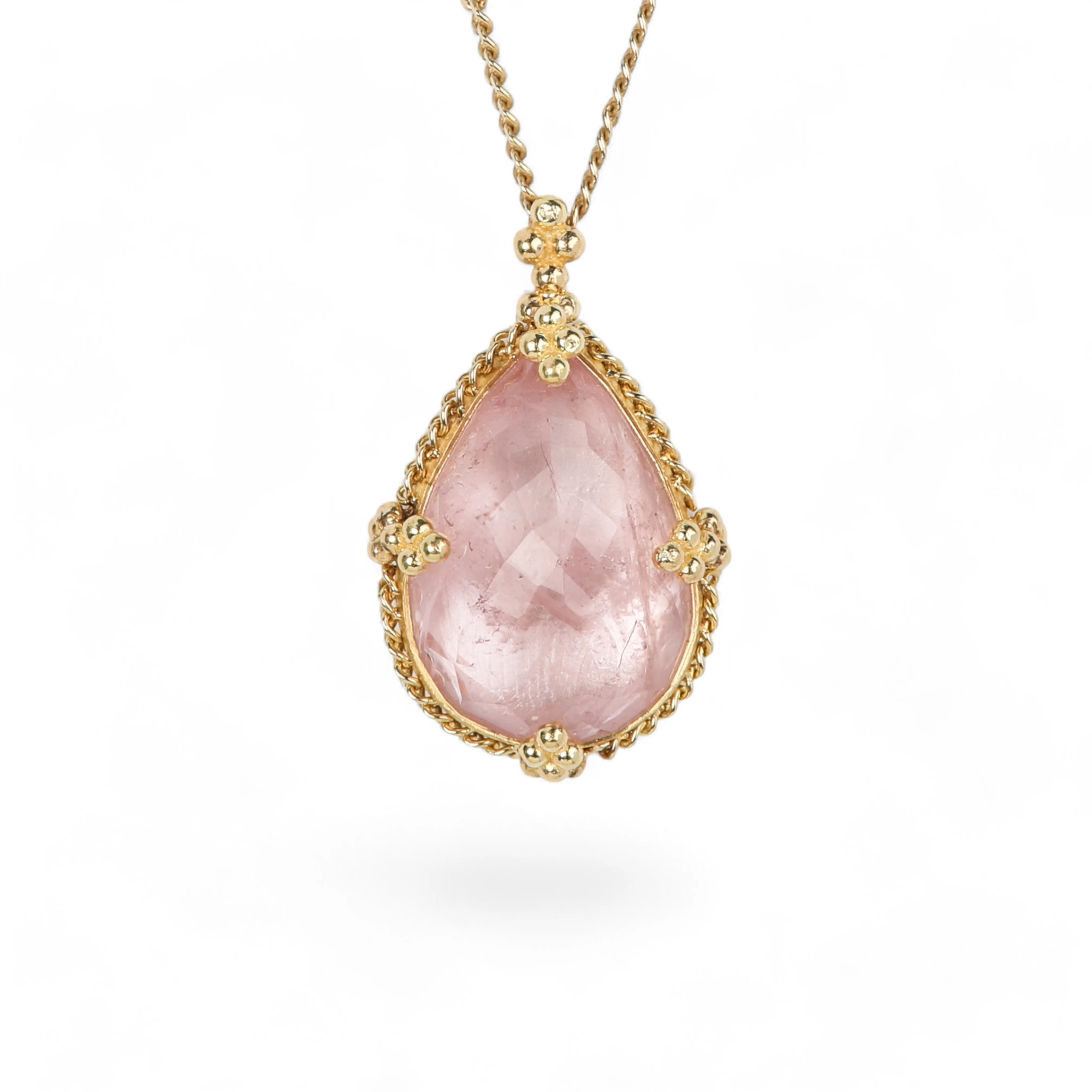 Pink Morganite Teardrop Necklace