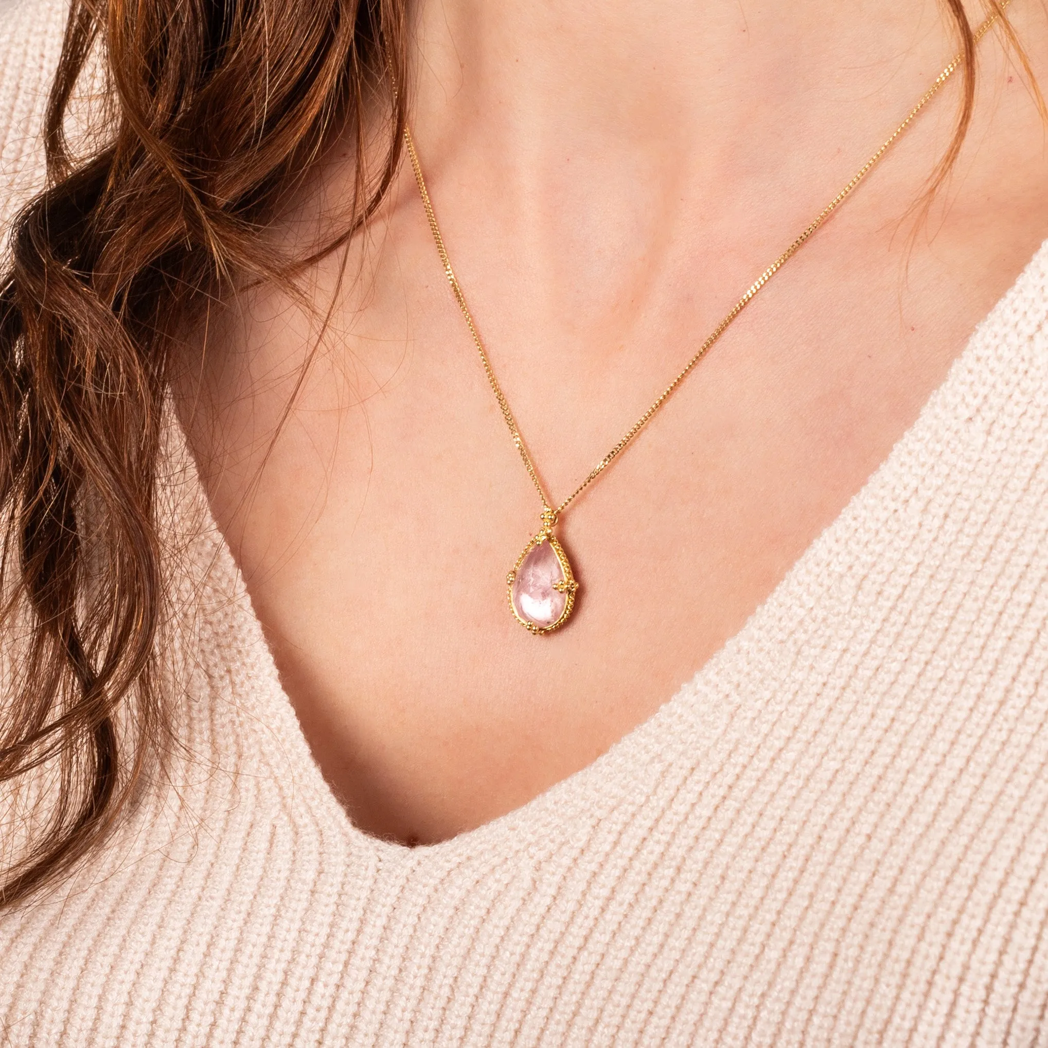 Pink Morganite Teardrop Necklace