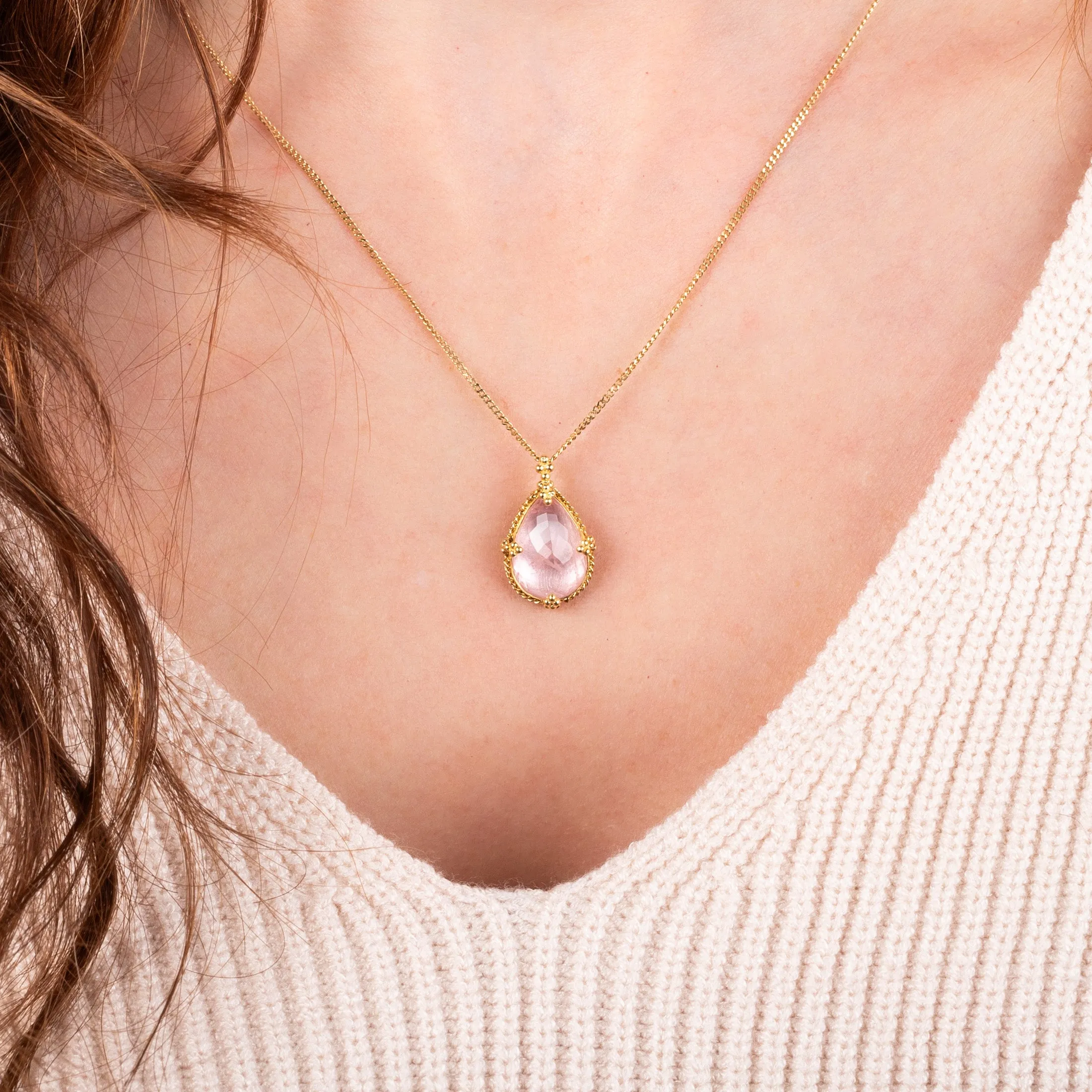 Pink Morganite Teardrop Necklace