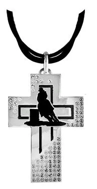 "Barrel Racer" Silver & Black Cross Necklace