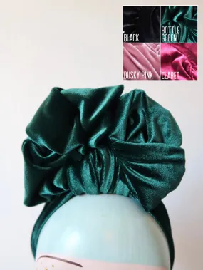 SCRUNCHIE KNOT Velvet Pre-tied Stretchy Vintage Style Headband in 4 Colours (made to order)
