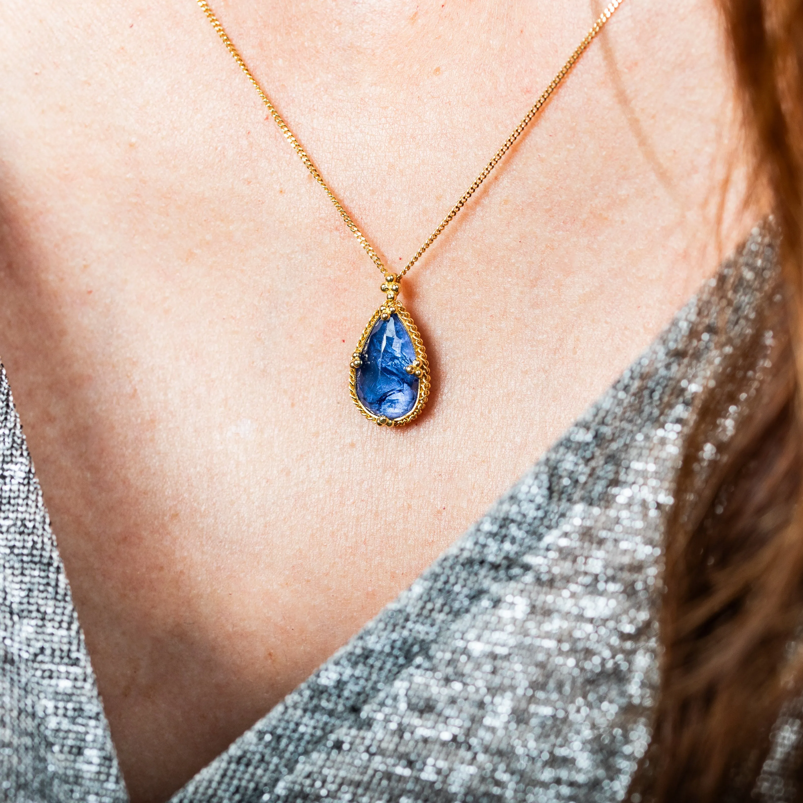 Serene Tanzanite Teardrop Necklace
