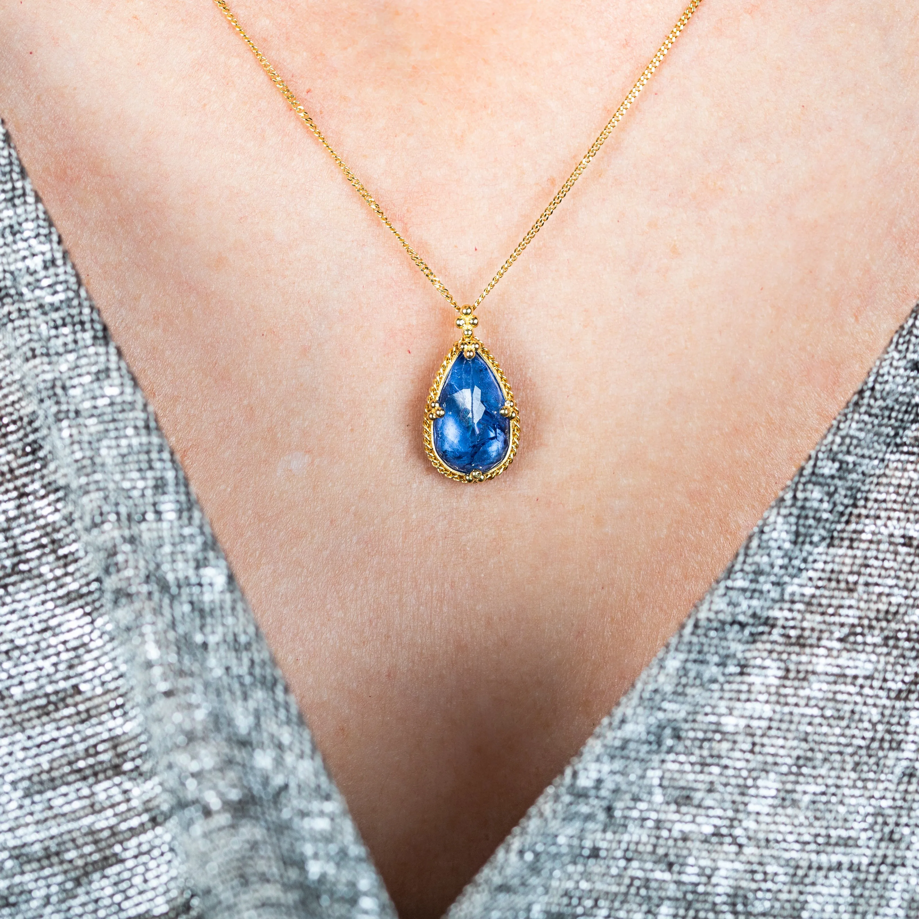 Serene Tanzanite Teardrop Necklace