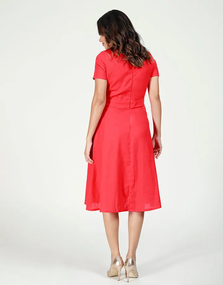 Short Sleeves Dress with Placement Print