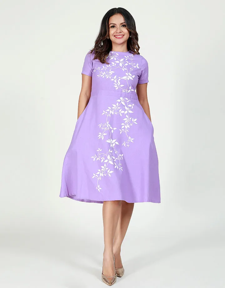 Short Sleeves Dress with Placement Print