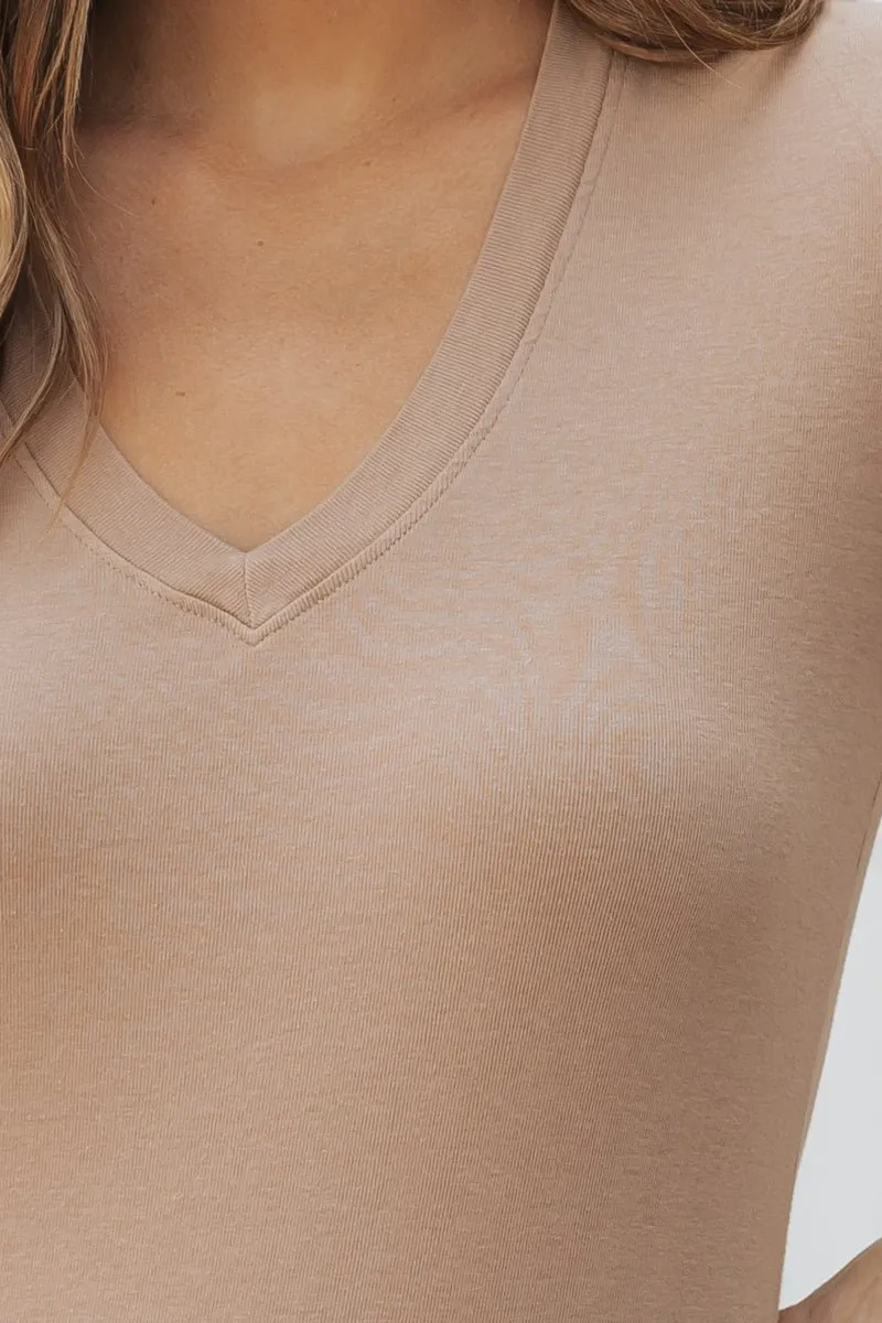 Slim Fitted Short Sleeve T-Shirt - Taupe - FINAL SALE
