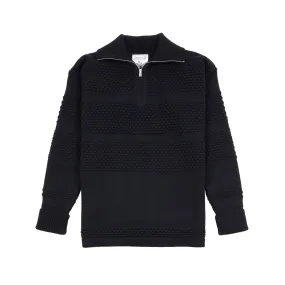 SNS Herning Fisherman Short Zip Sweater in Navy