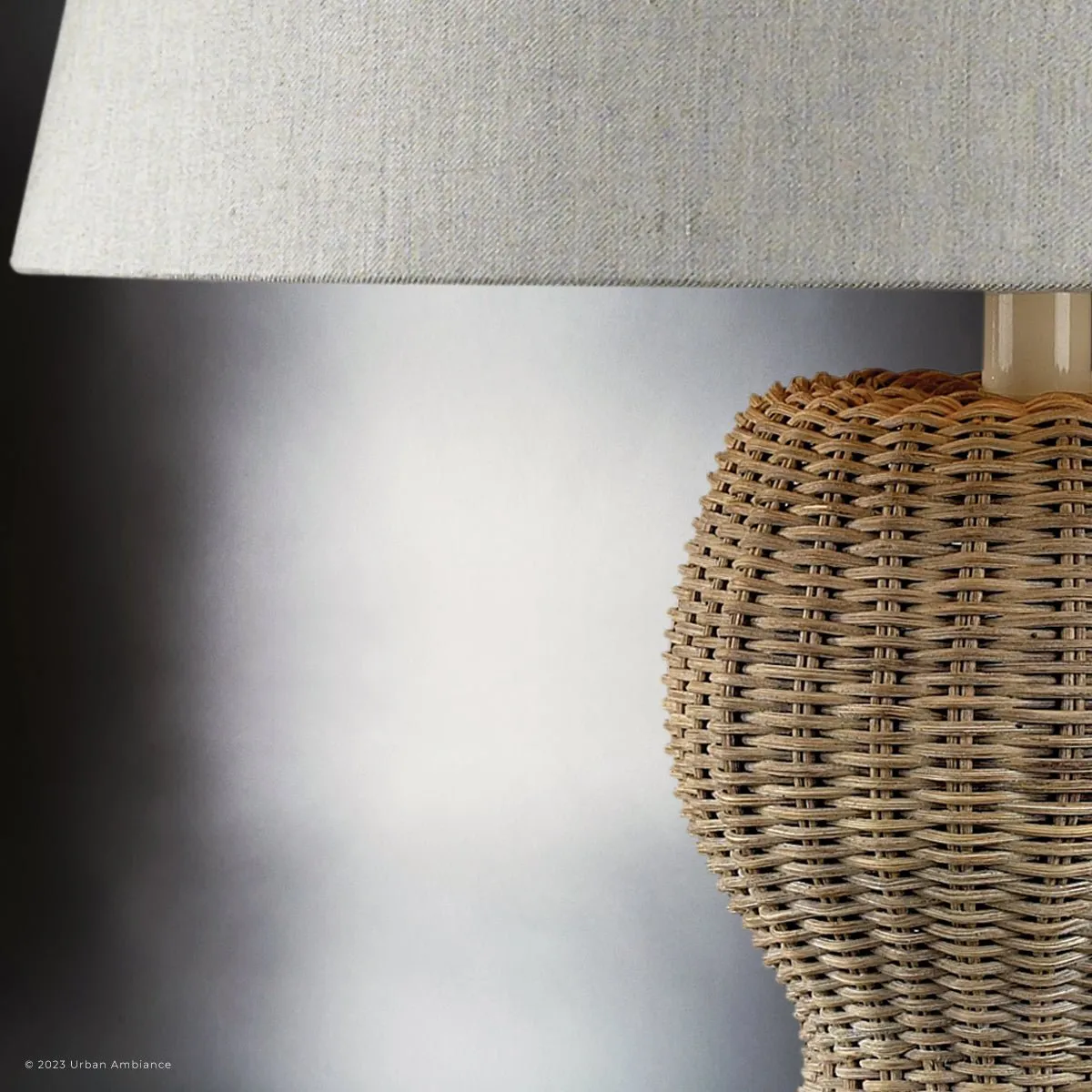 UEX7160 Scandinavian Table Lamp 16''W x 16''D x 26''H, Natural Brown Finish, Latrobe Collection