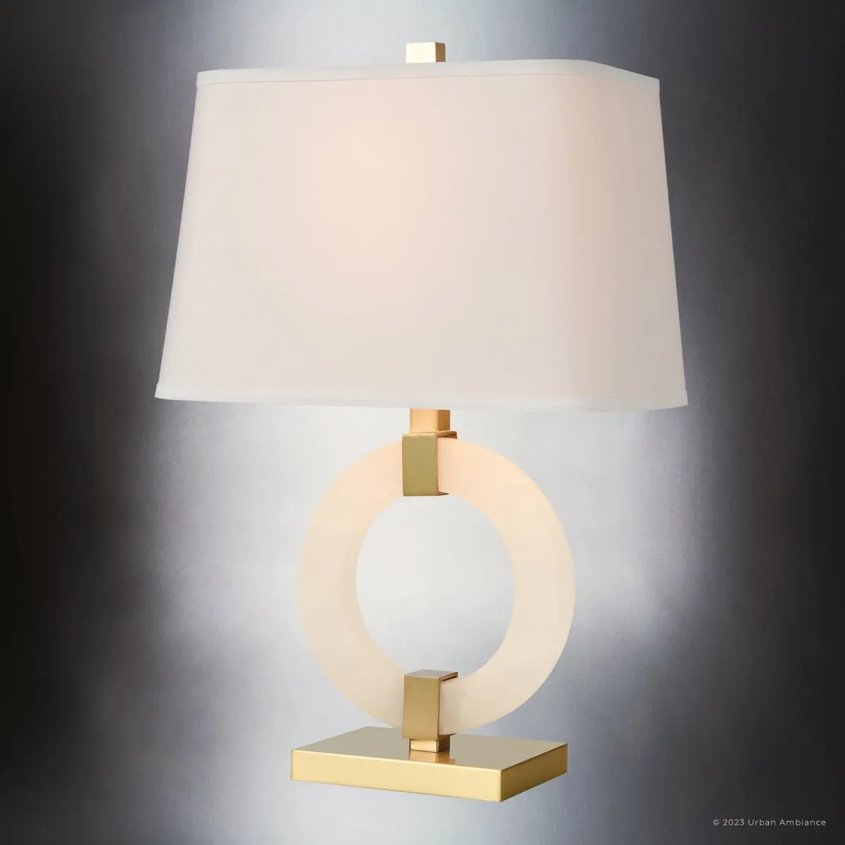 UEX7660 Contemporary Table Lamp 15''W x 9''D x 23''H, White and Brass Finish, Manzanita Collection