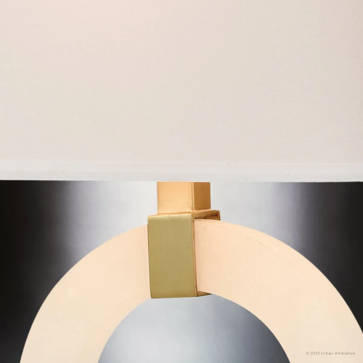 UEX7660 Contemporary Table Lamp 15''W x 9''D x 23''H, White and Brass Finish, Manzanita Collection