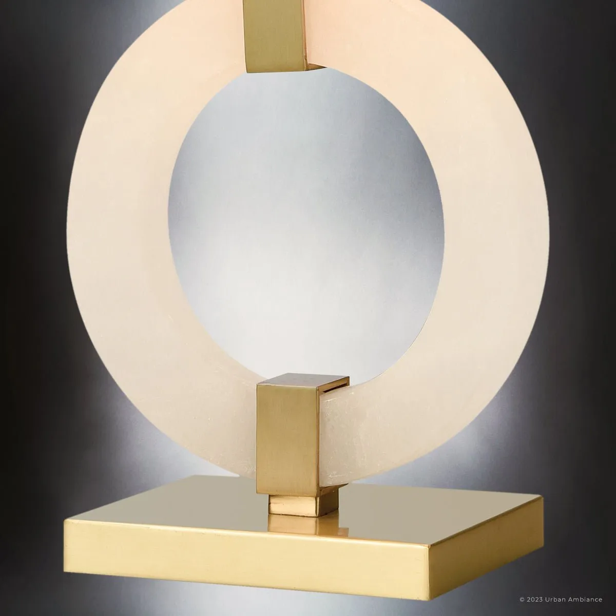 UEX7660 Contemporary Table Lamp 15''W x 9''D x 23''H, White and Brass Finish, Manzanita Collection