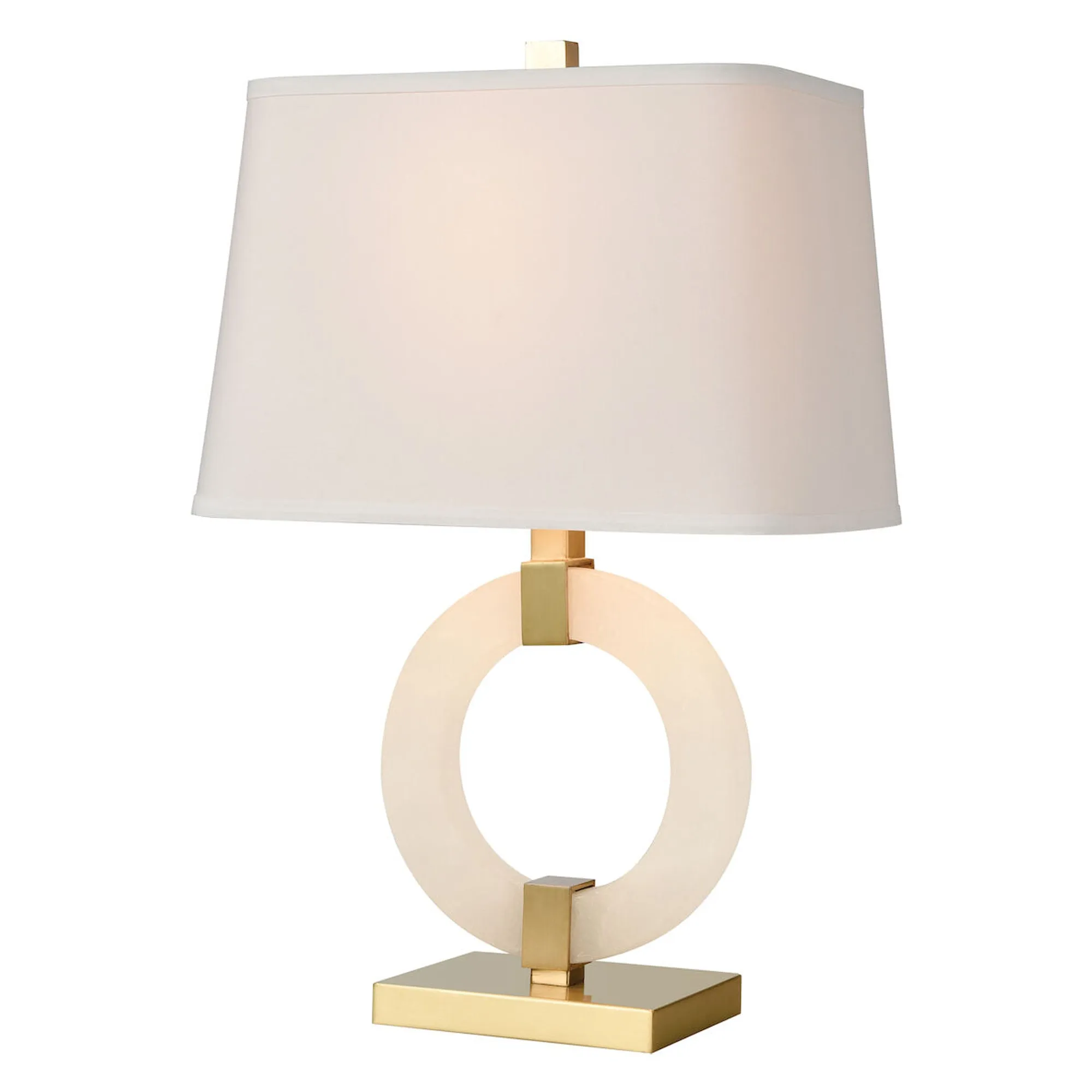 UEX7660 Contemporary Table Lamp 15''W x 9''D x 23''H, White and Brass Finish, Manzanita Collection