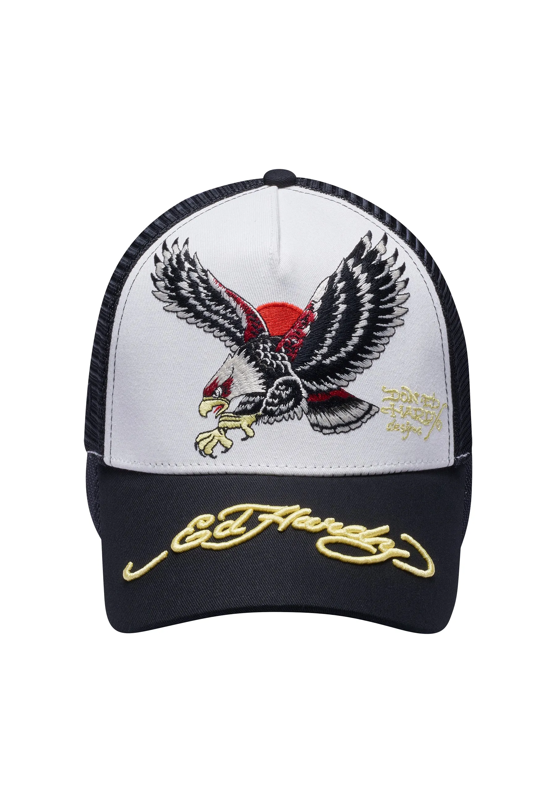 Unisex Eagle-Japan Twill Front Mesh Trucker - White/Black