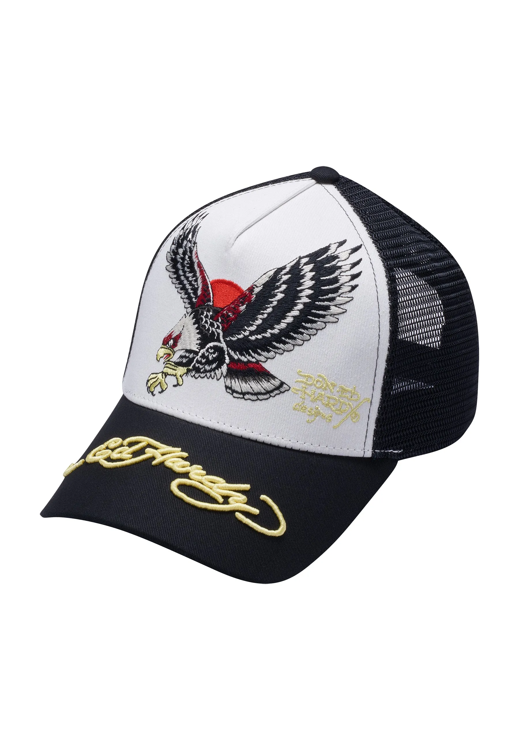 Unisex Eagle-Japan Twill Front Mesh Trucker - White/Black