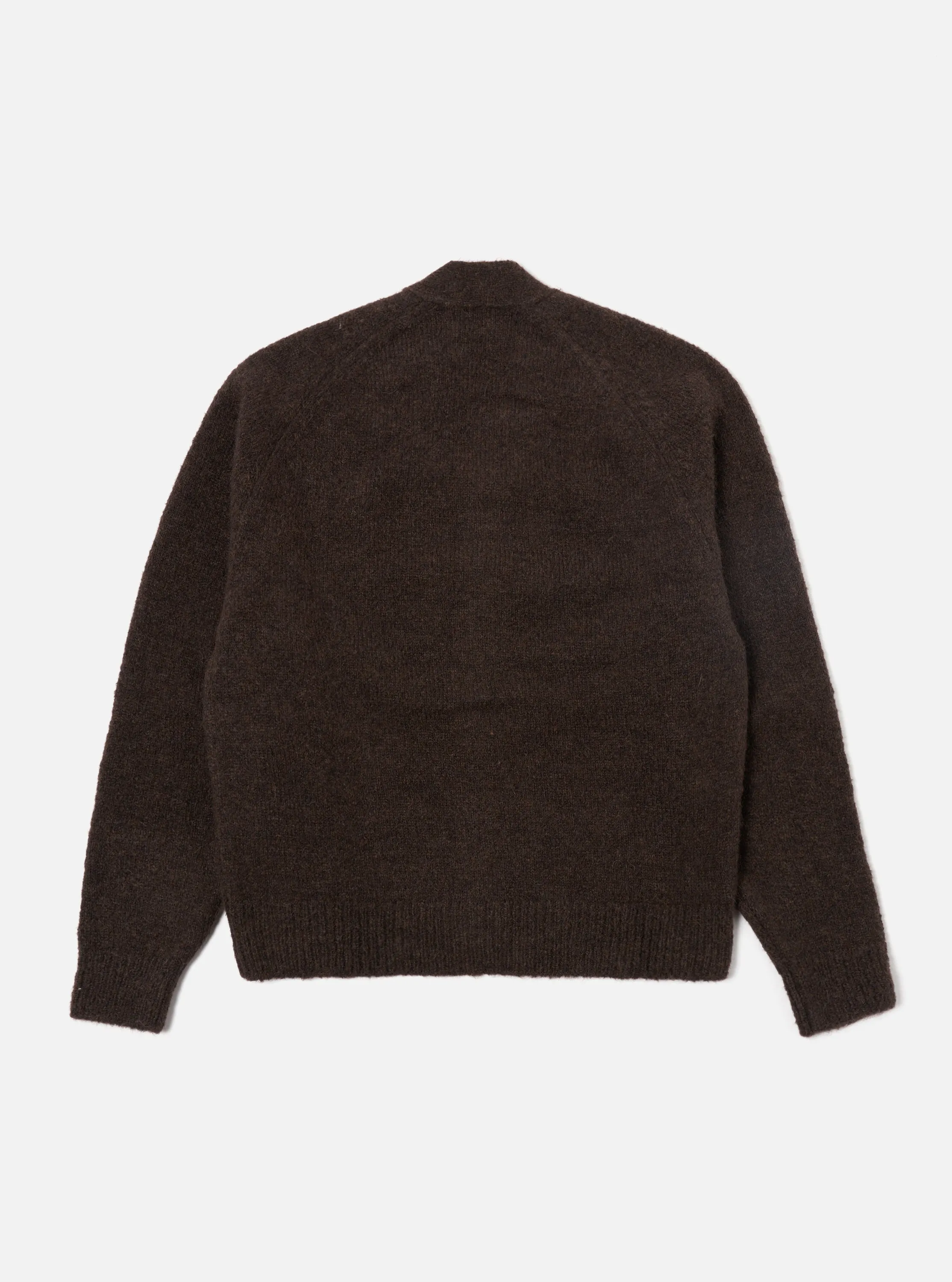 Universal Works David Cardigan in Brown Alpaca Knit
