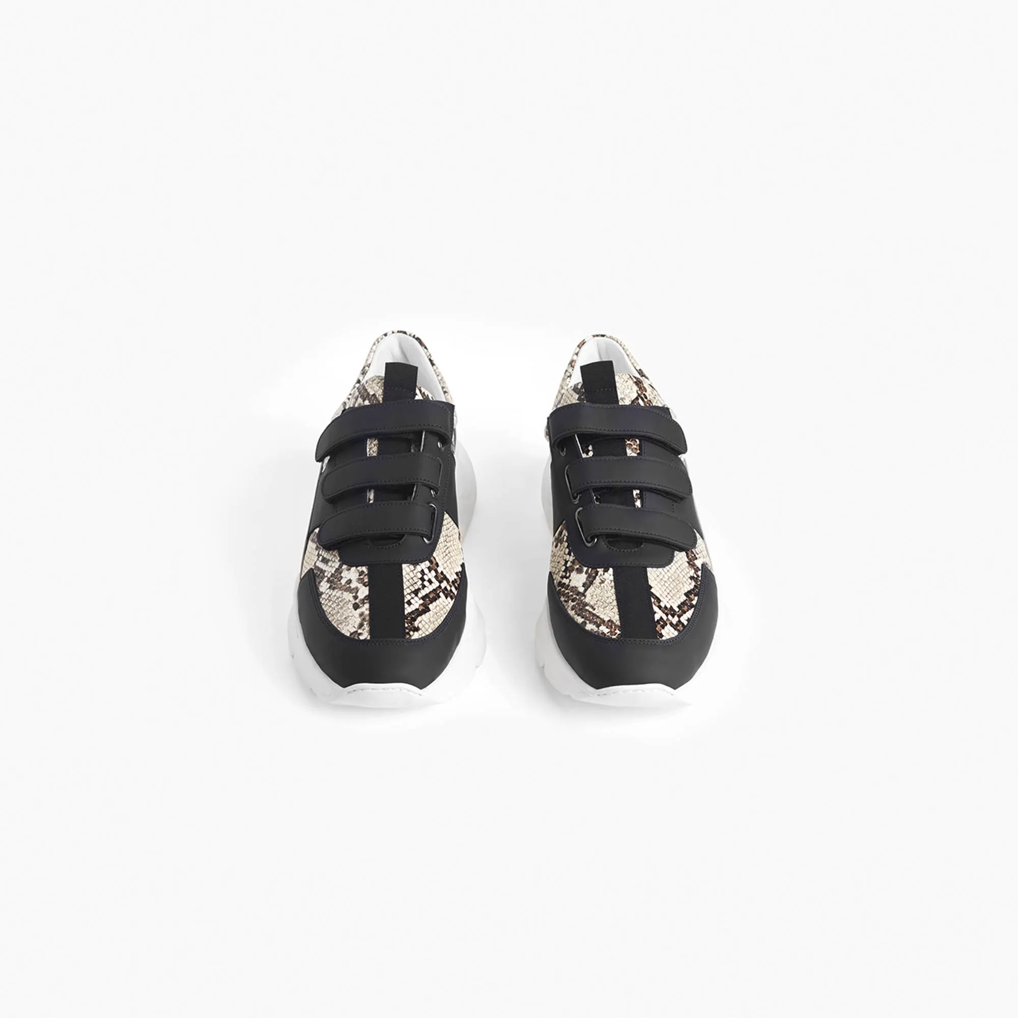 velcro panel runner / black   ivory python