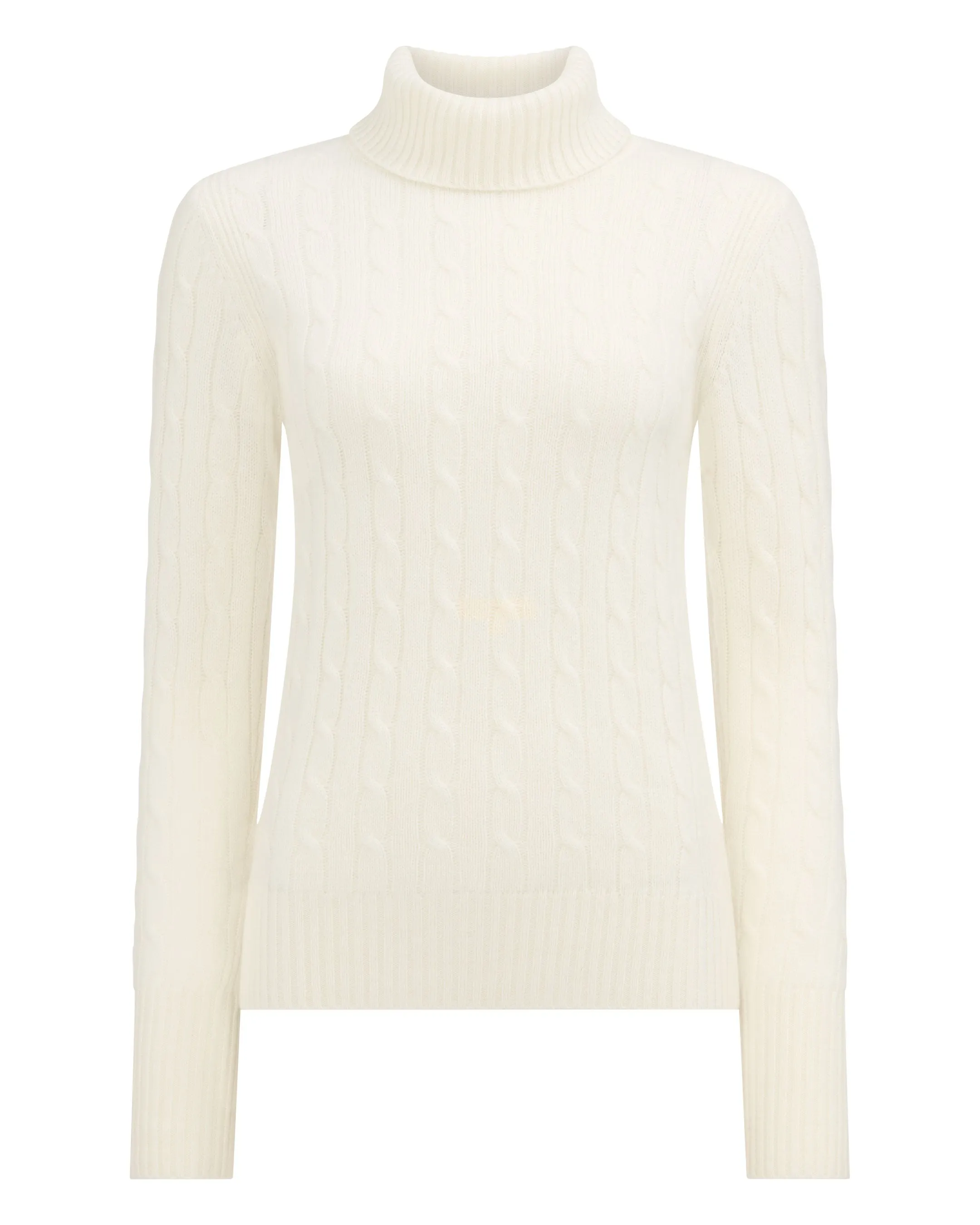 Women's Adelyn Cable Roll Cashmere Jumper New Ivory White