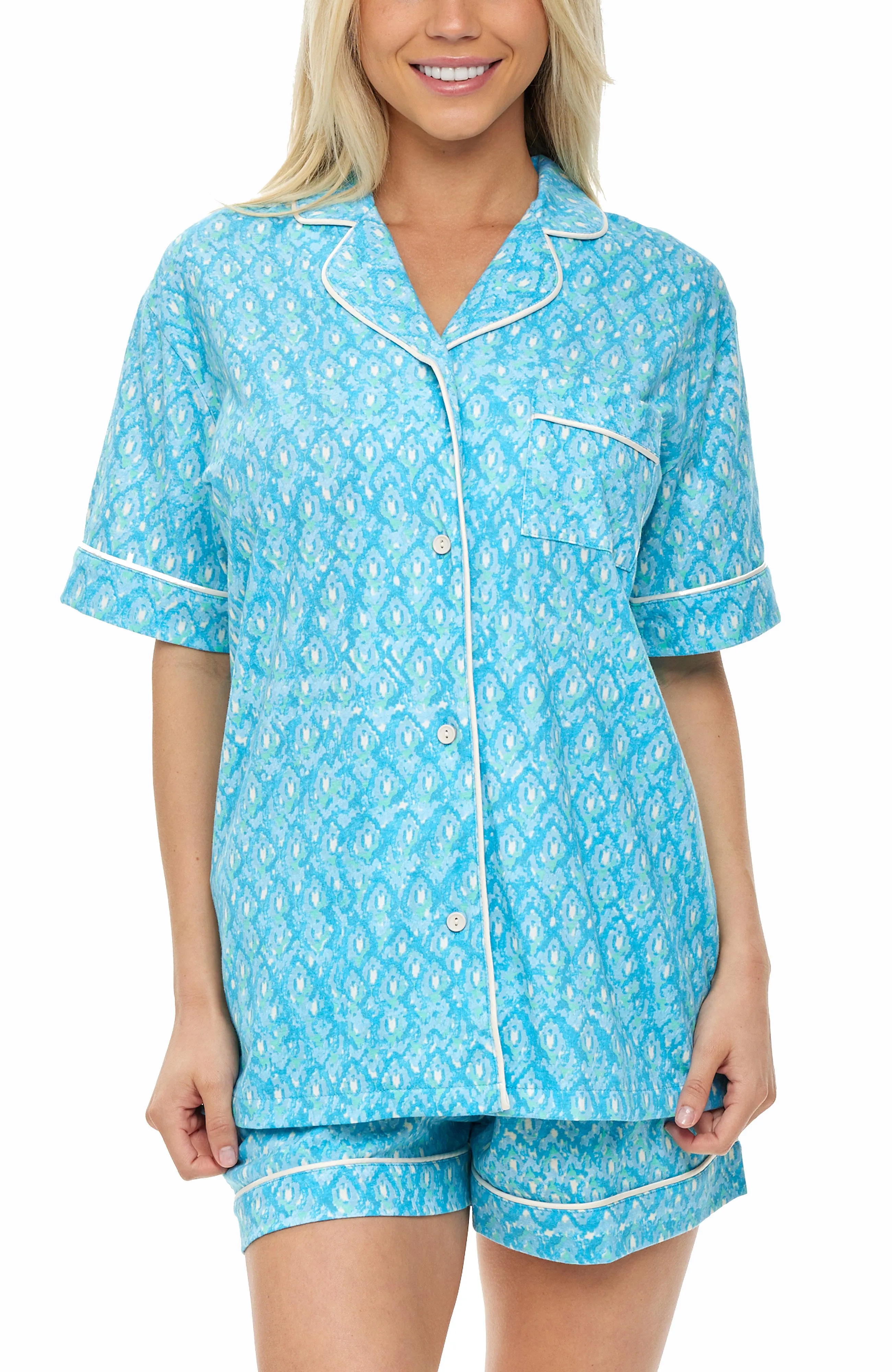 Womens Short Sleeve Knit Pajamas