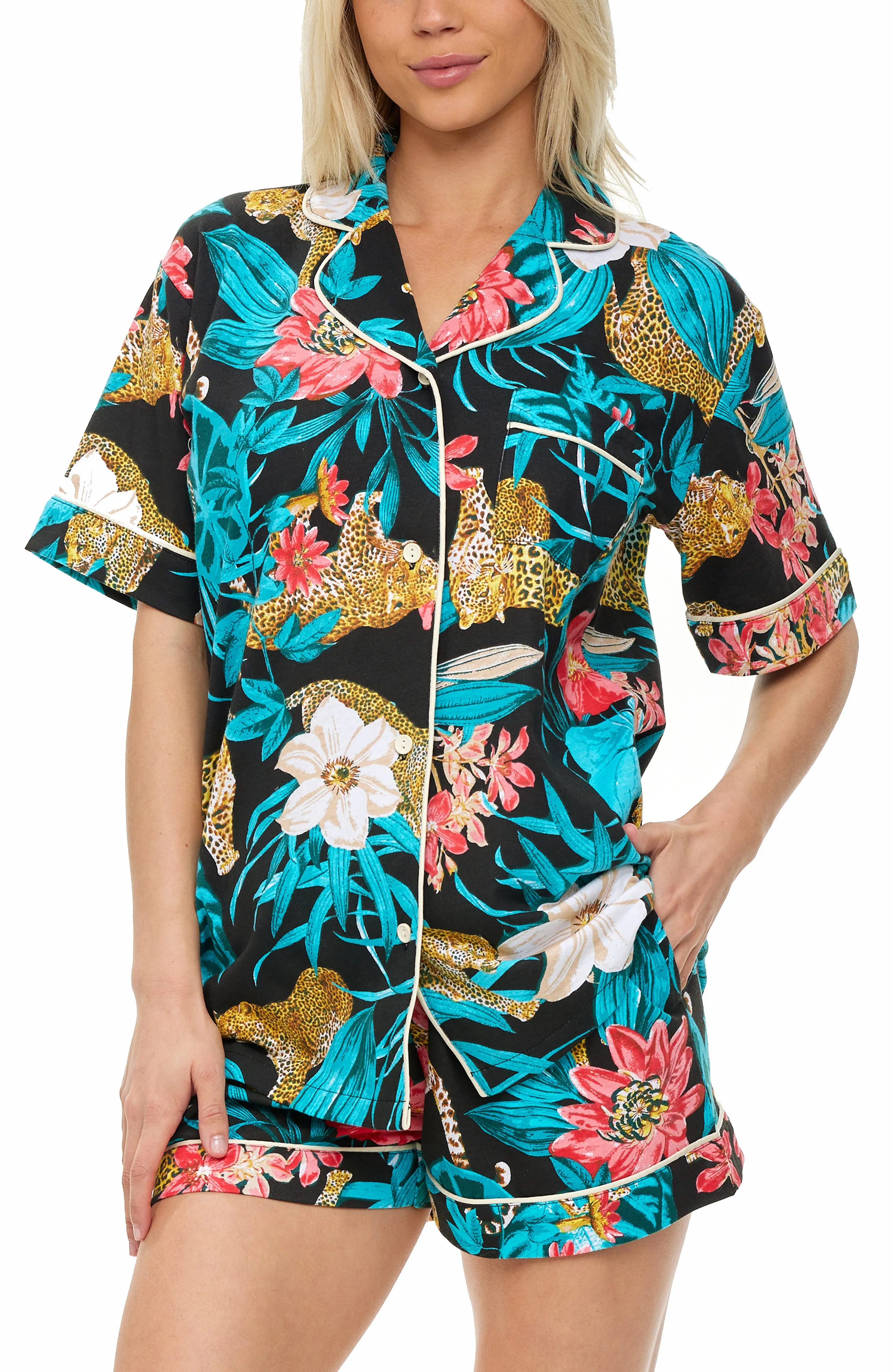 Womens Short Sleeve Knit Pajamas