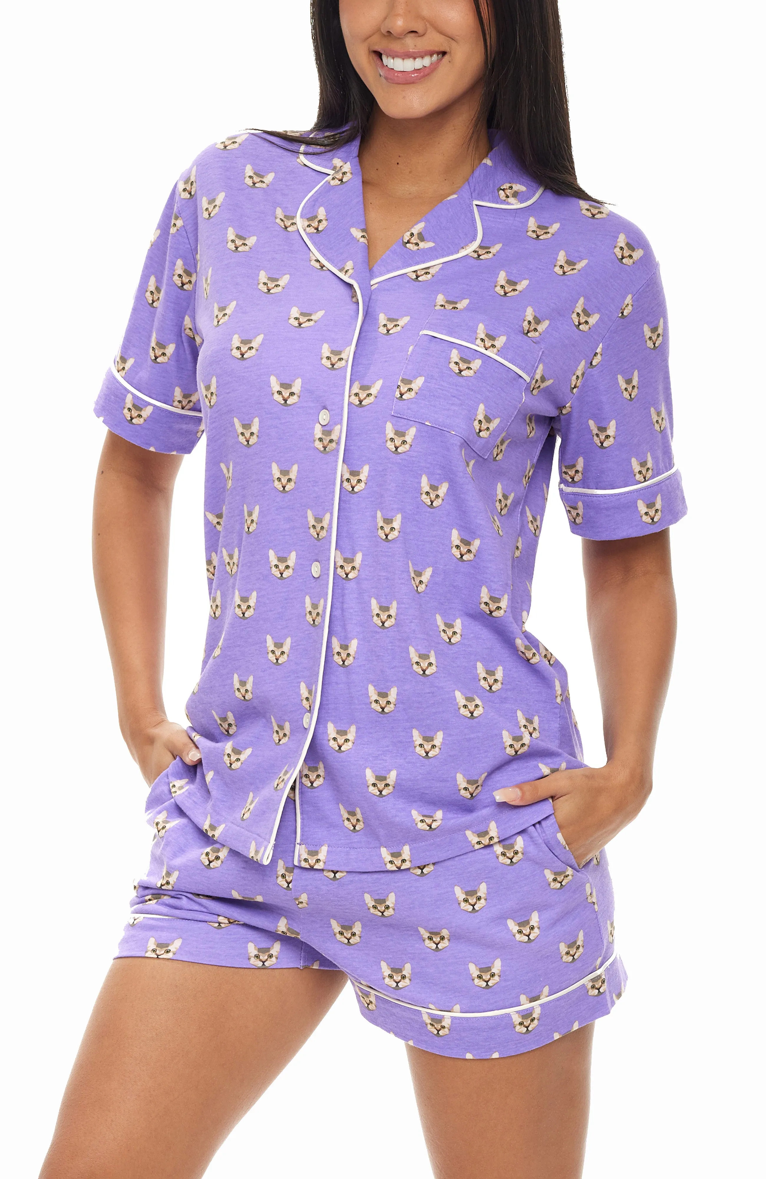 Womens Short Sleeve Knit Pajamas