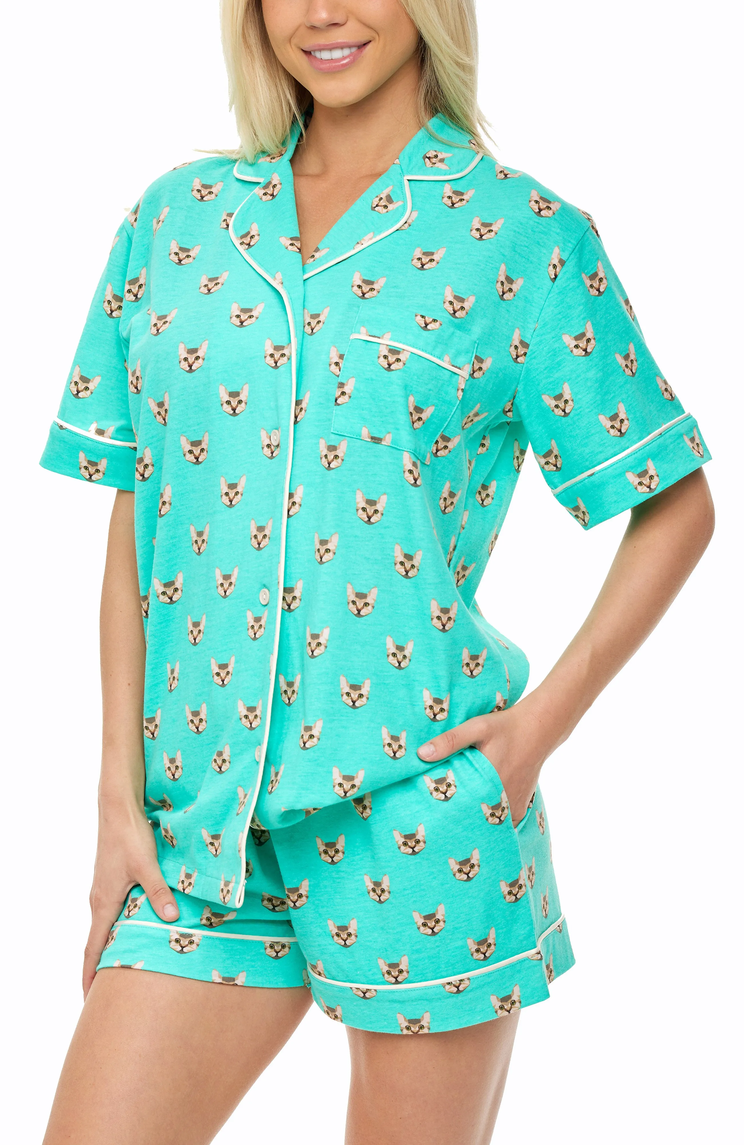 Womens Short Sleeve Knit Pajamas