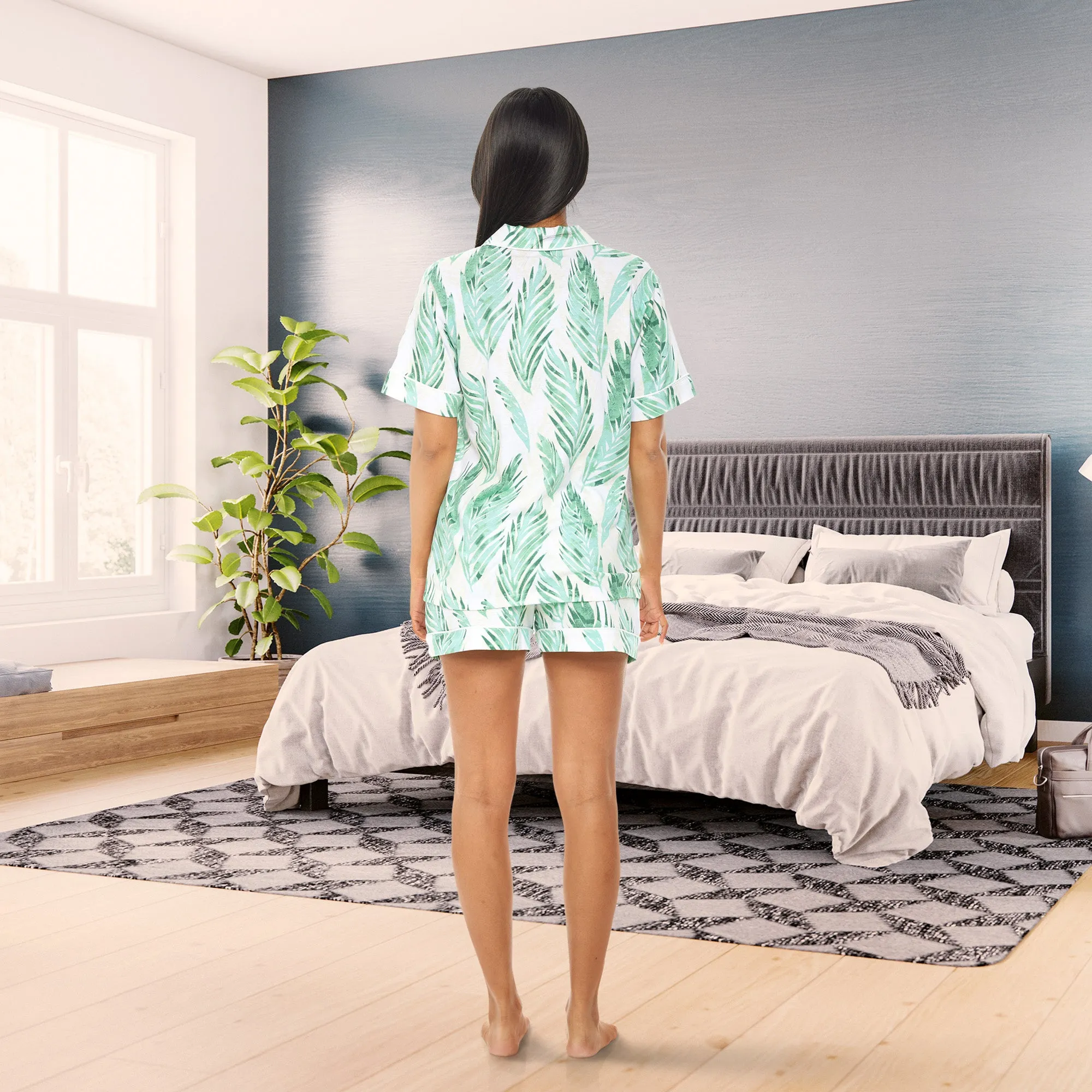 Womens Short Sleeve Knit Pajamas
